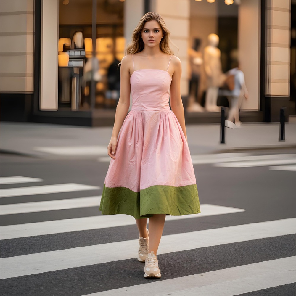 & Other Stories Minjukim Pink & Green Mid-length Dress Size 38